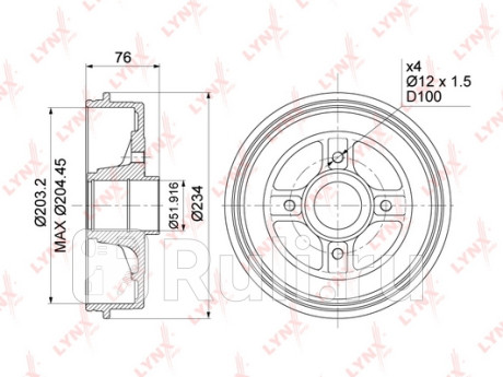 BM-1003 - Барабан тормозной (LYNXAUTO) Renault Megane 1 рестайлинг (1999-2003) для Renault Megane 1 (1999-2003) рестайлинг, LYNXAUTO, BM-1003