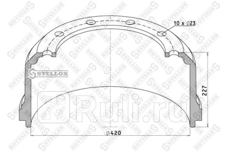 Торм.барабан 420x180 192 h=227 d=290 335 n10x23 saf rs 9042 тонар STELLOX 85-00044-SX  для Разные, STELLOX, 85-00044-SX