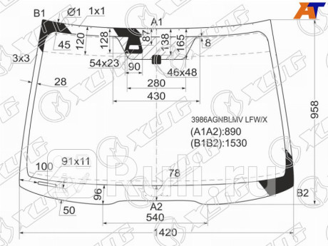 3986AGNBLMV LFW/X - Лобовое стекло (XYG) Honda Accord 7 (2003-2008) для Honda Accord 7 CL (2003-2008), XYG, 3986AGNBLMV LFW/X